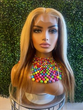 Human hair wig blond mix